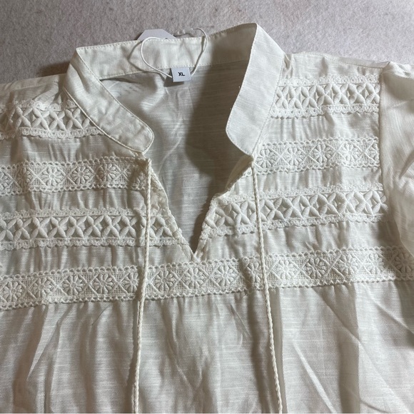 White Flowy Dress Short Sleeve Midi Dress Med size dress NWT - Picture 8 of 10